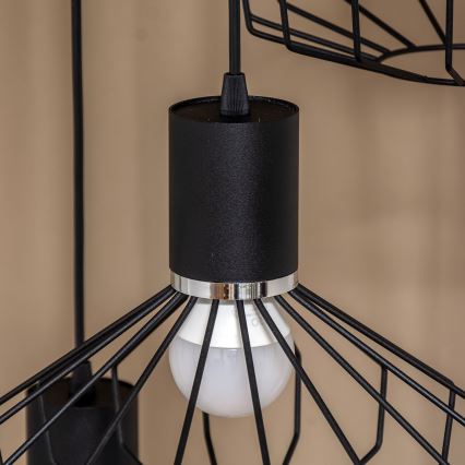 Luster na sajli SOLANO 3xE27/15W/230V crna/sjajni krom