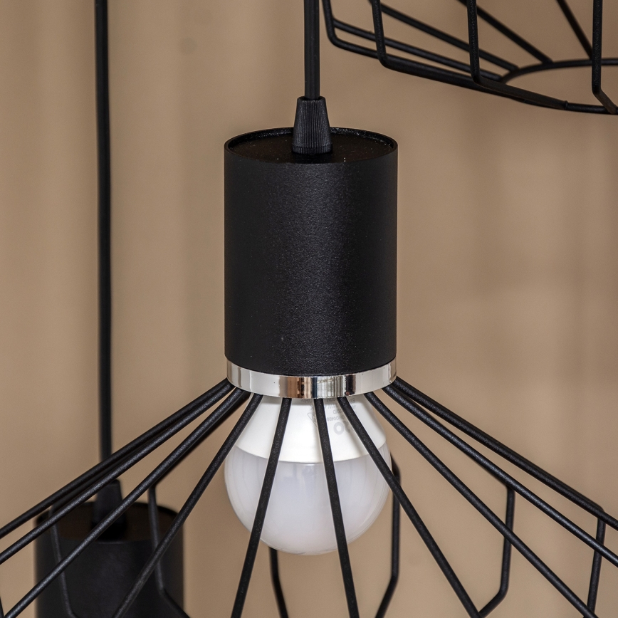 Luster na sajli SOLANO 3xE27/15W/230V crna/sjajni krom