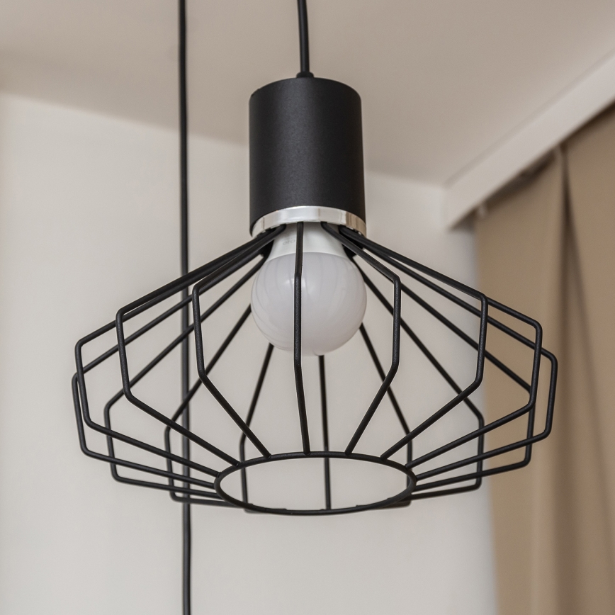 Luster na sajli SOLANO 3xE27/15W/230V crna/sjajni krom