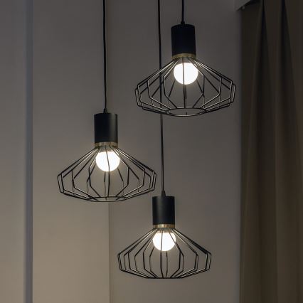 Luster na sajli SOLANO 3xE27/15W/230V crna/zlatna