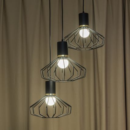 Luster na sajli SOLANO 3xE27/15W/230V crna/zlatna
