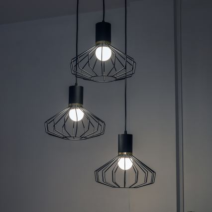 Luster na sajli SOLANO 3xE27/15W/230V crna/zlatna