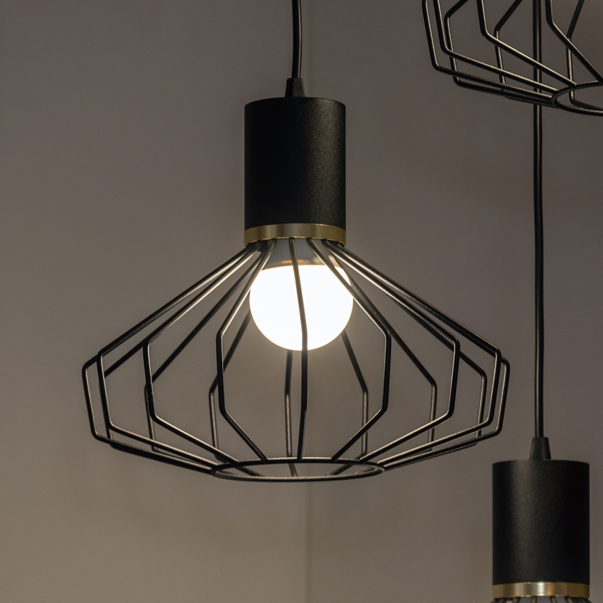 Luster na sajli SOLANO 3xE27/15W/230V crna/zlatna