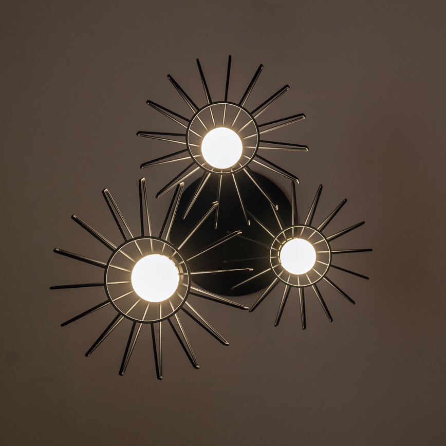 Luster na sajli SOLANO 3xE27/15W/230V crna/zlatna
