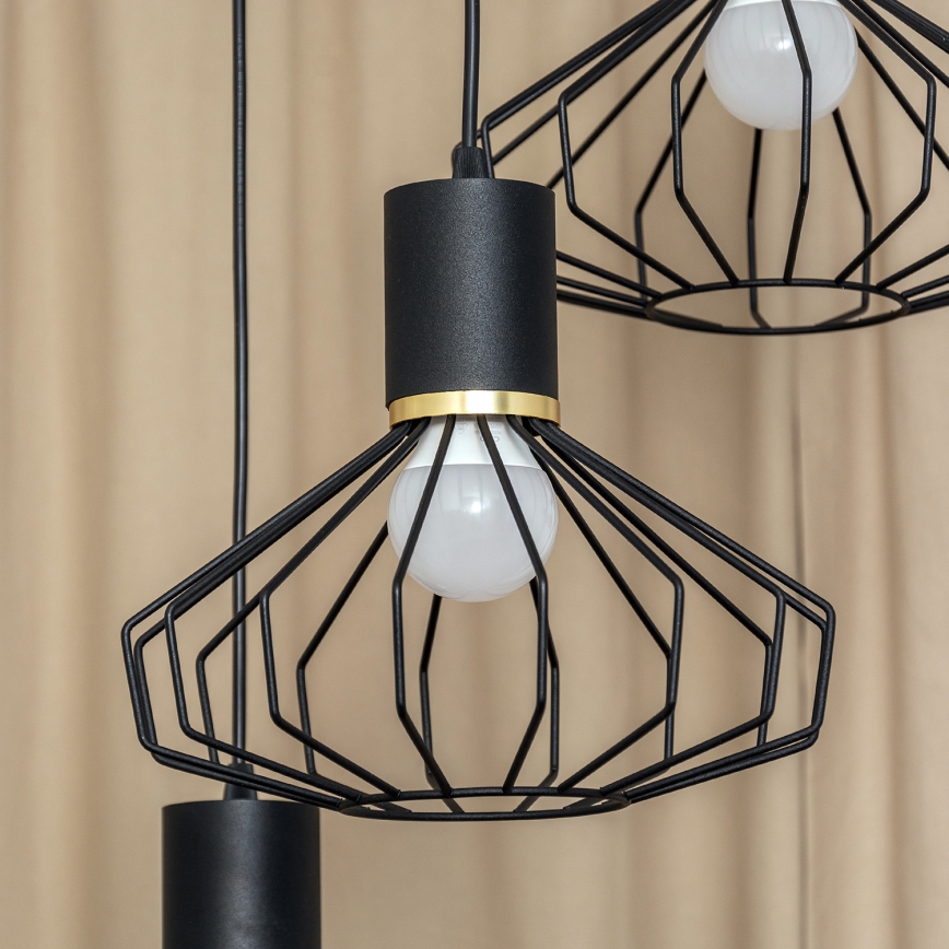 Luster na sajli SOLANO 3xE27/15W/230V crna/zlatna