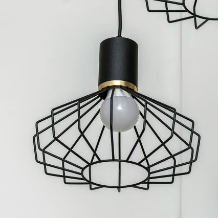Luster na sajli SOLANO 3xE27/15W/230V crna/zlatna