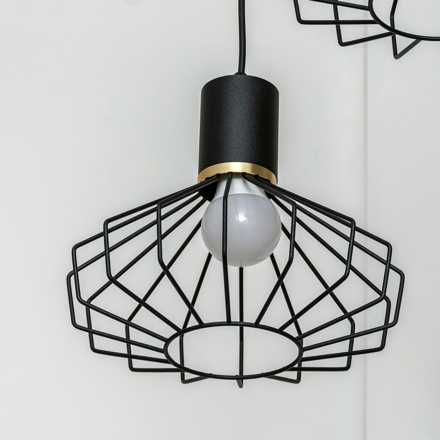 Luster na sajli SOLANO 3xE27/15W/230V crna/zlatna