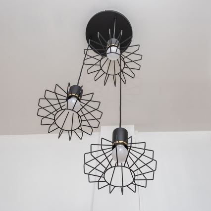 Luster na sajli SOLANO 3xE27/15W/230V crna/zlatna