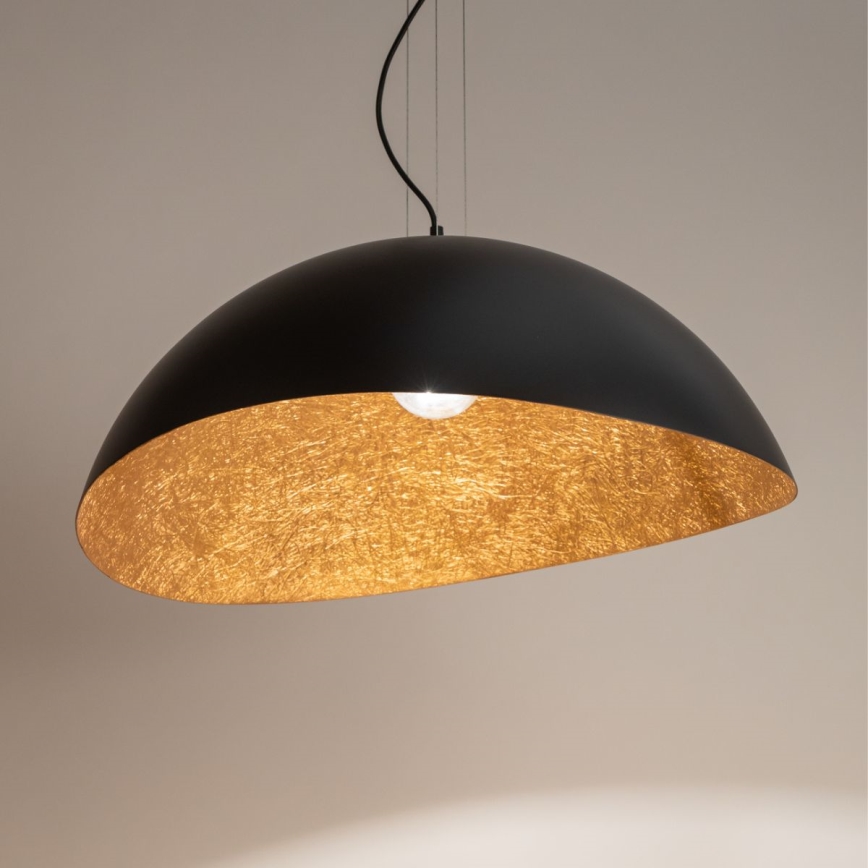 Luster na sajli SOLARIS 1xE27/60W/230V pr. 48 cm crna/bakrena