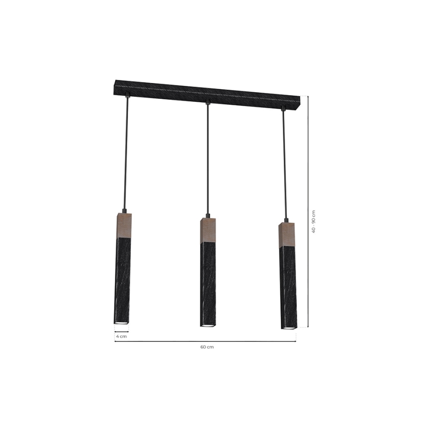 Luster na sajli SOLO 3xGU10/MR11/40W/230V crna