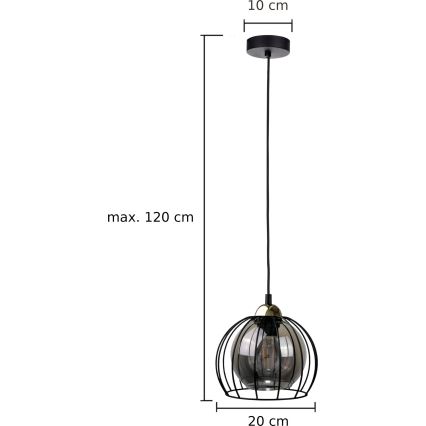 Luster na sajli SOLO BLACK 1xE27/60W230V crna/zlatna