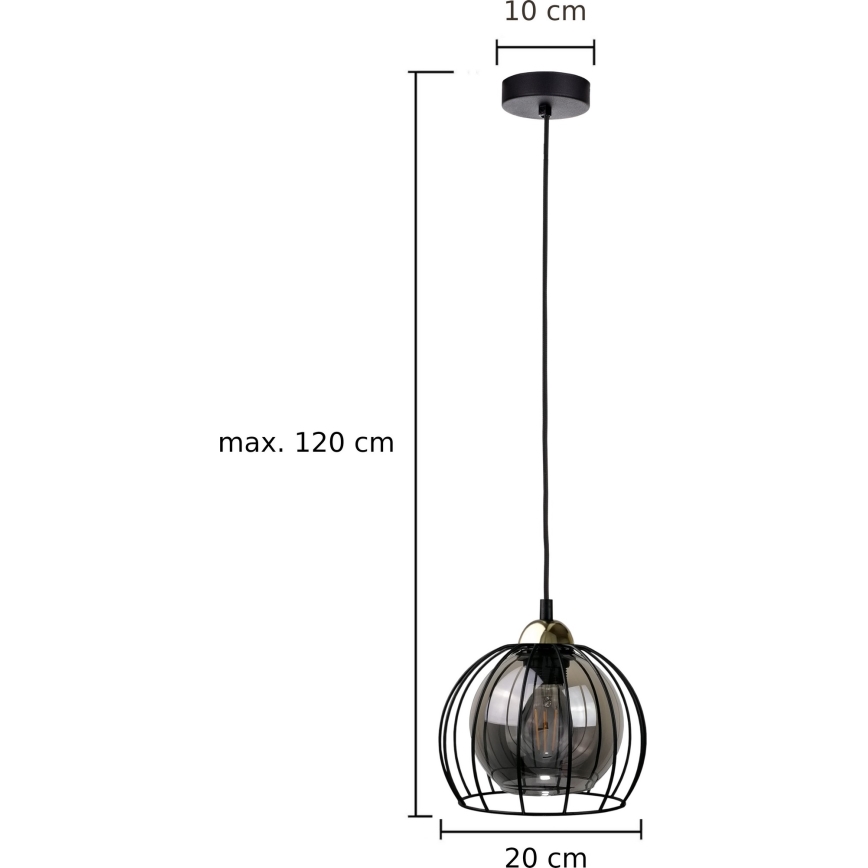 Luster na sajli SOLO BLACK 1xE27/60W230V crna/zlatna