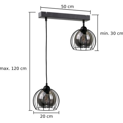 Luster na sajli SOLO BLACK 2xE27/60W/230V