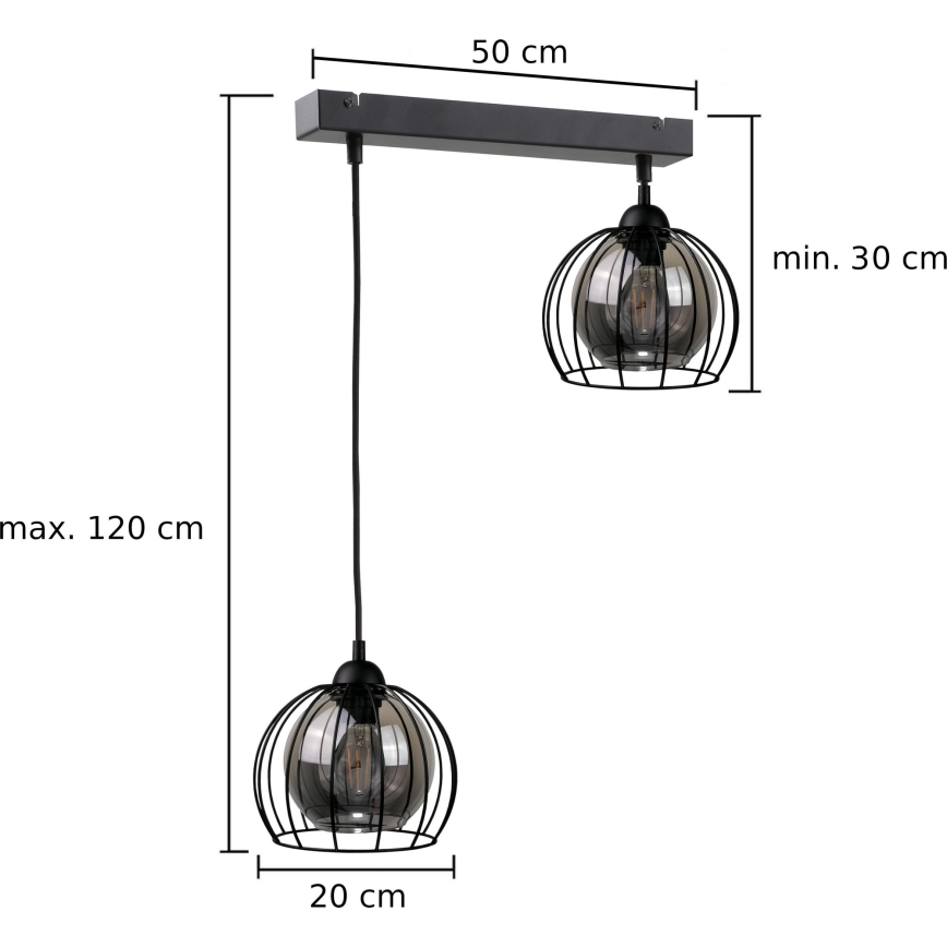 Luster na sajli SOLO BLACK 2xE27/60W/230V
