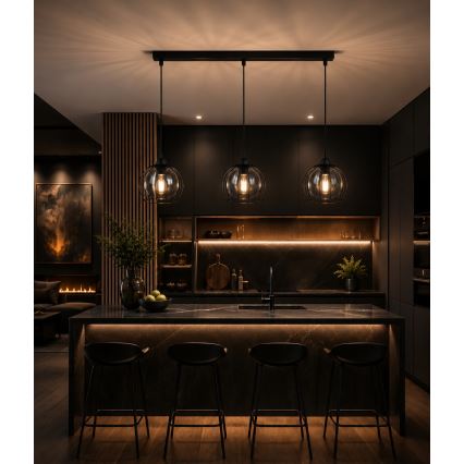 Luster na sajli SOLO BLACK 3xE27/60W/230V