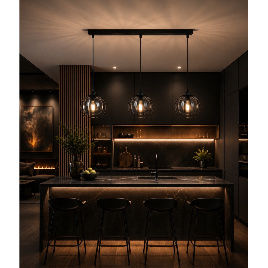 Luster na sajli SOLO BLACK 3xE27/60W/230V