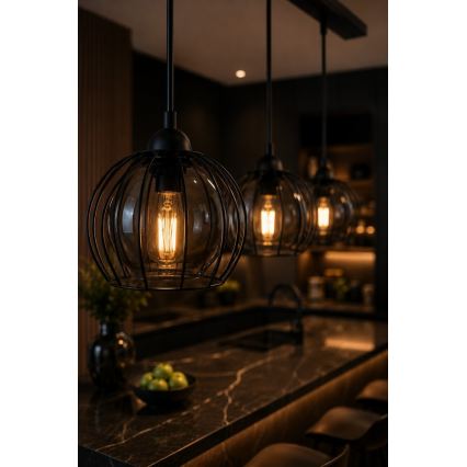 Luster na sajli SOLO BLACK 3xE27/60W/230V
