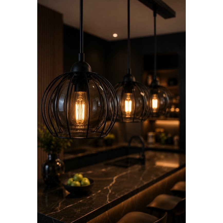 Luster na sajli SOLO BLACK 3xE27/60W/230V