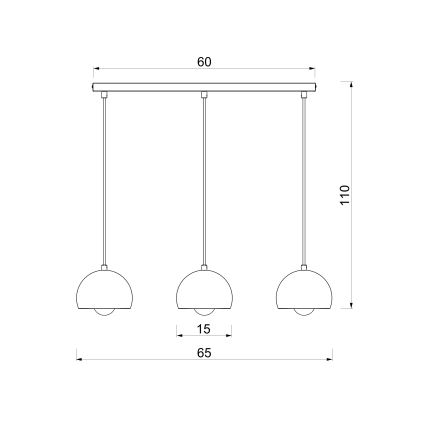 Luster na sajli SOOL 3xE27/15W/230V crni