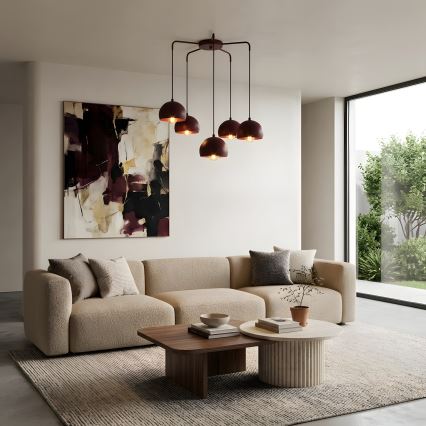 Luster na sajli SOOL 5xE27/15W/230V bordo