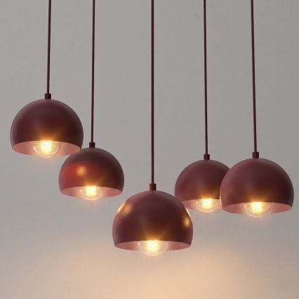 Luster na sajli SOOL 5xE27/15W/230V bordo
