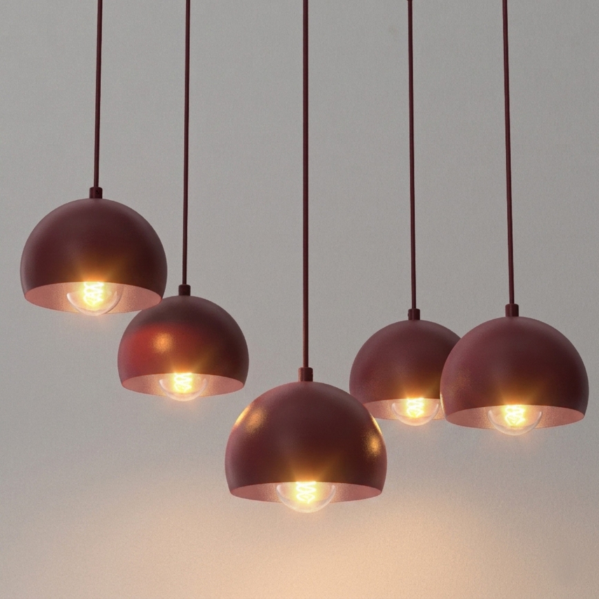 Luster na sajli SOOL 5xE27/15W/230V bordo