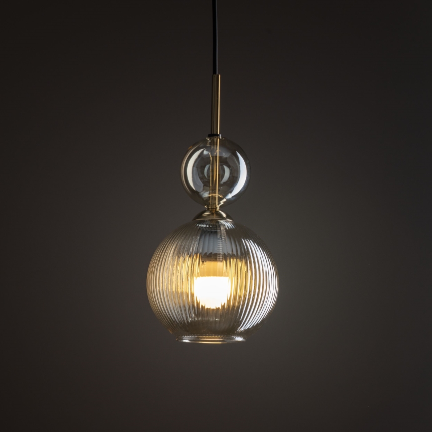 Luster na sajli SOPHIA 1xE14/10W/230V crna/dimljena bež