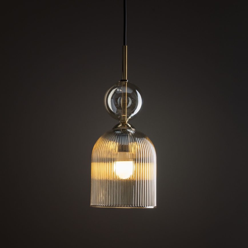 Luster na sajli SOPHIA 1xE14/10W/230V crna/dimno-bež
