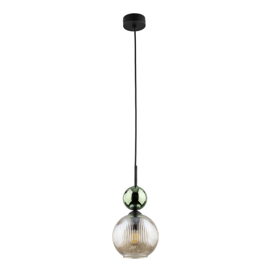 Luster na sajli SOPHIA 1xE14/10W/230V crna/zelena/dimno-bež
