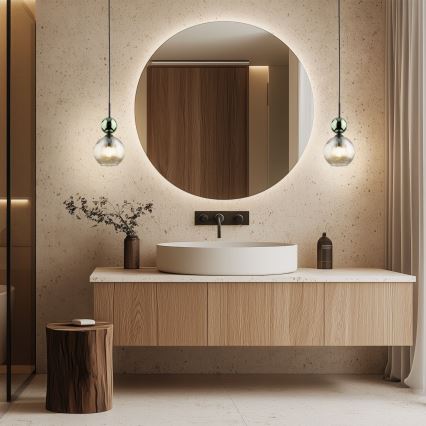Luster na sajli SOPHIA 1xE14/10W/230V crna/zelena/dimno-bež