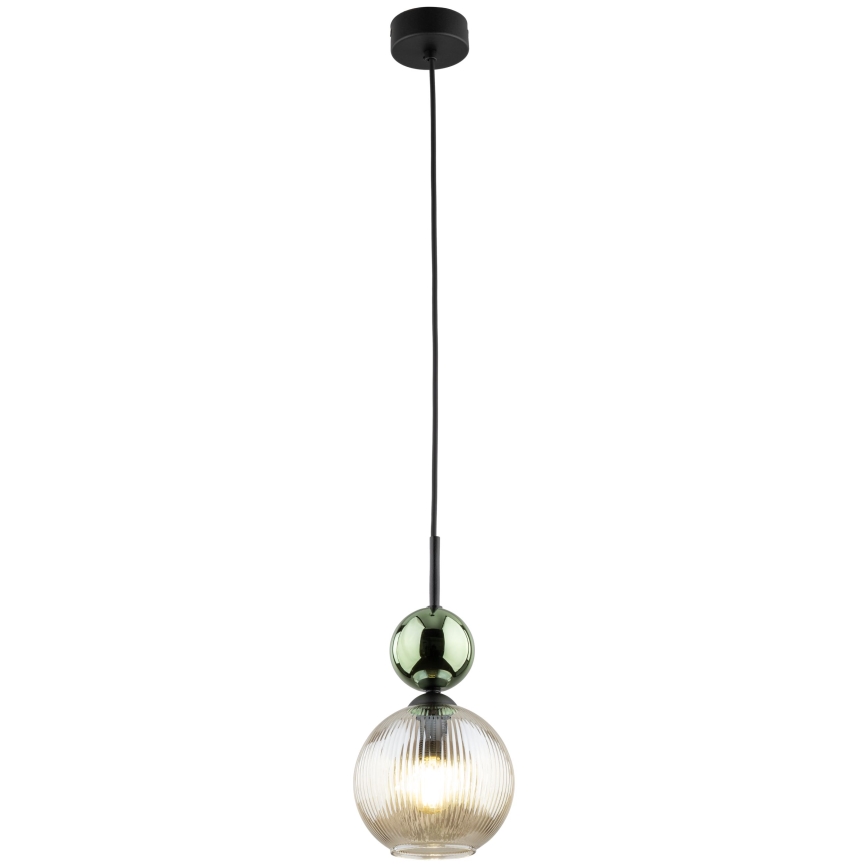 Luster na sajli SOPHIA 1xE14/10W/230V crna/zelena/dimno-bež