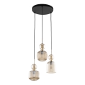 Luster na sajli SOPHIA 3xE14/10W/230V crna/dimno-bež