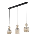 Luster na sajli SOPHIA 3xE14/10W/230V crna/zadimljeno bež