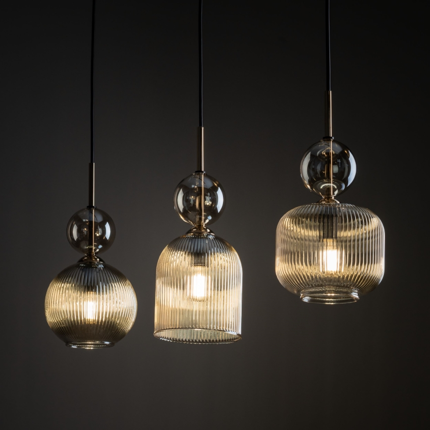 Luster na sajli SOPHIA 3xE14/10W/230V crna/zadimljeno bež