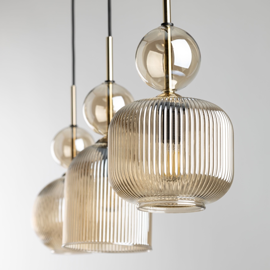 Luster na sajli SOPHIA 3xE14/10W/230V crna/zadimljeno bež