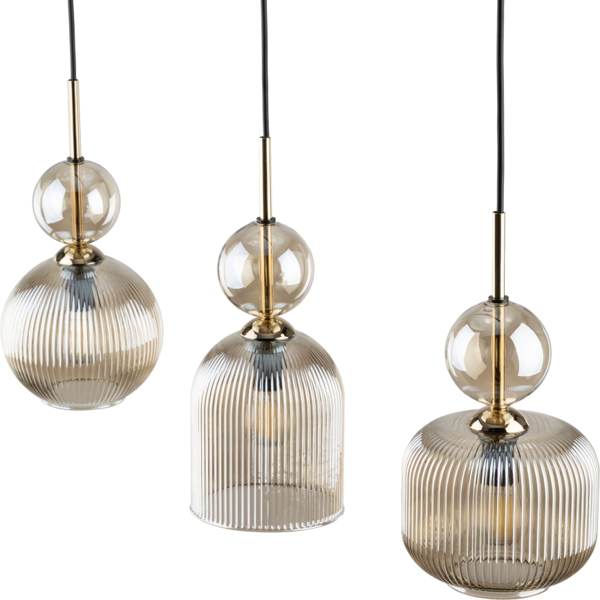 Luster na sajli SOPHIA 3xE14/10W/230V crna/zadimljeno bež
