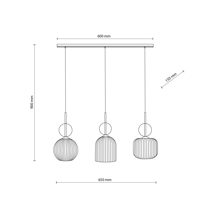 Luster na sajli SOPHIA 3xE14/10W/230V crna/zadimljeno bež