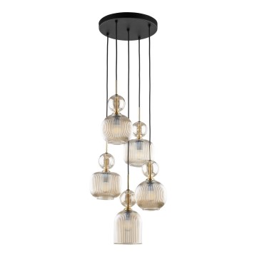 Luster na sajli SOPHIA 5xE14/10W/230V crna/dimljeno bež