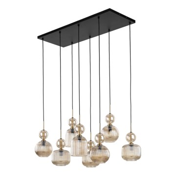 Luster na sajli SOPHIA 8xE14/10W/230V crna/dimno-bež
