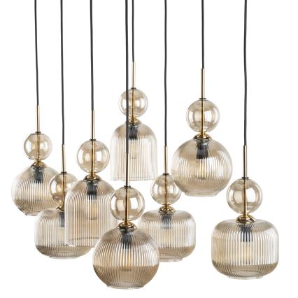 Luster na sajli SOPHIA 8xE14/10W/230V crna/dimno-bež