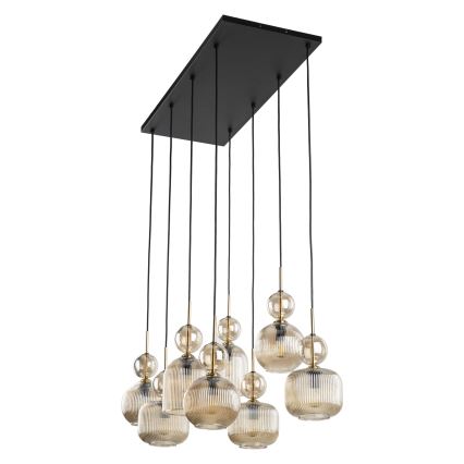 Luster na sajli SOPHIA 8xE14/10W/230V crna/dimno-bež
