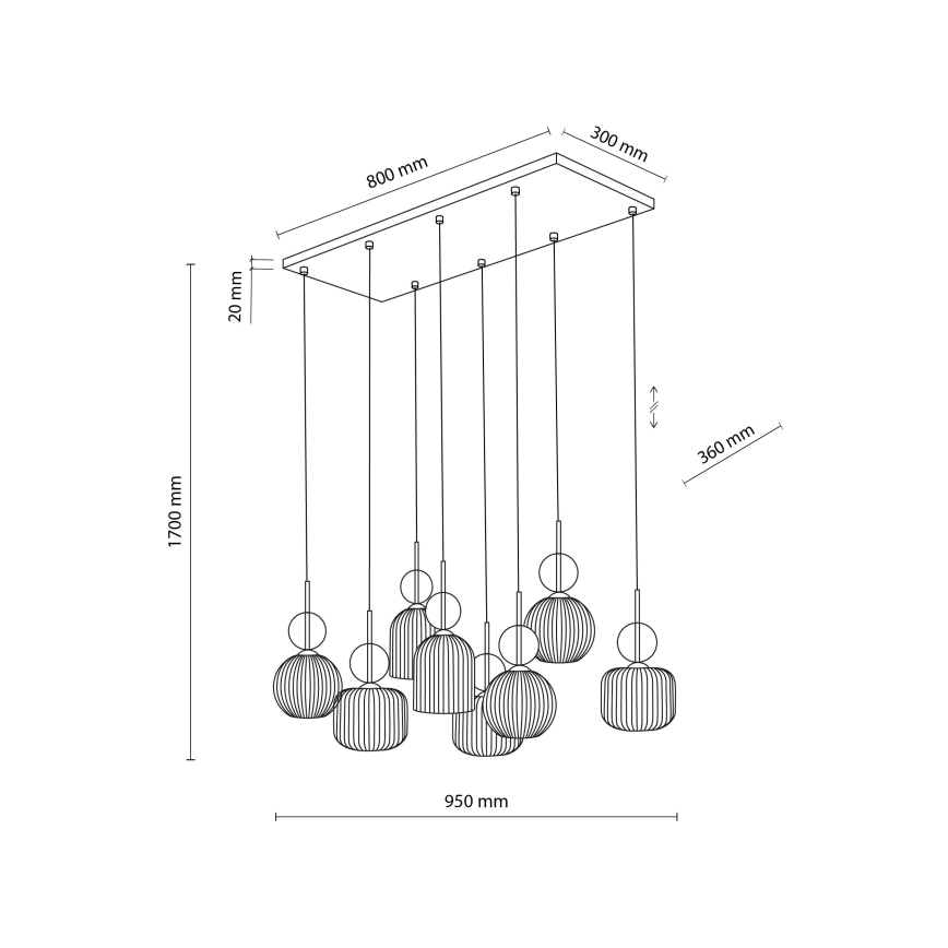 Luster na sajli SOPHIA 8xE14/10W/230V crna/dimno-bež