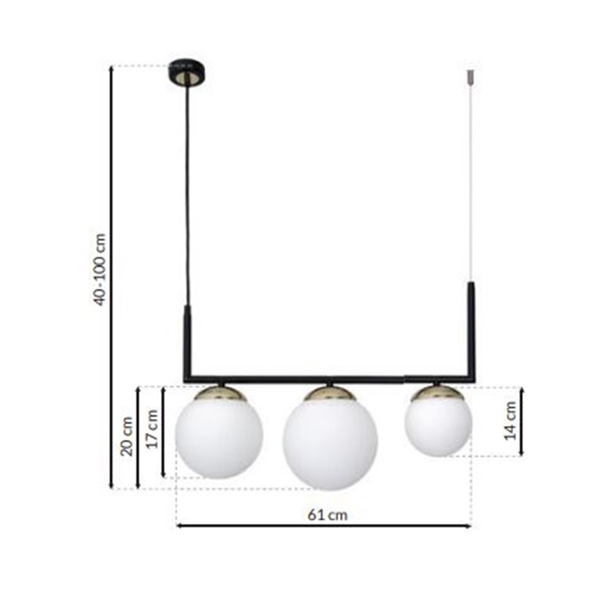 Luster na sajli SPARTA 3xE14/40W/230V