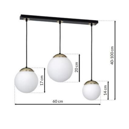 Luster na sajli SPARTA 3xE14/40W/230V