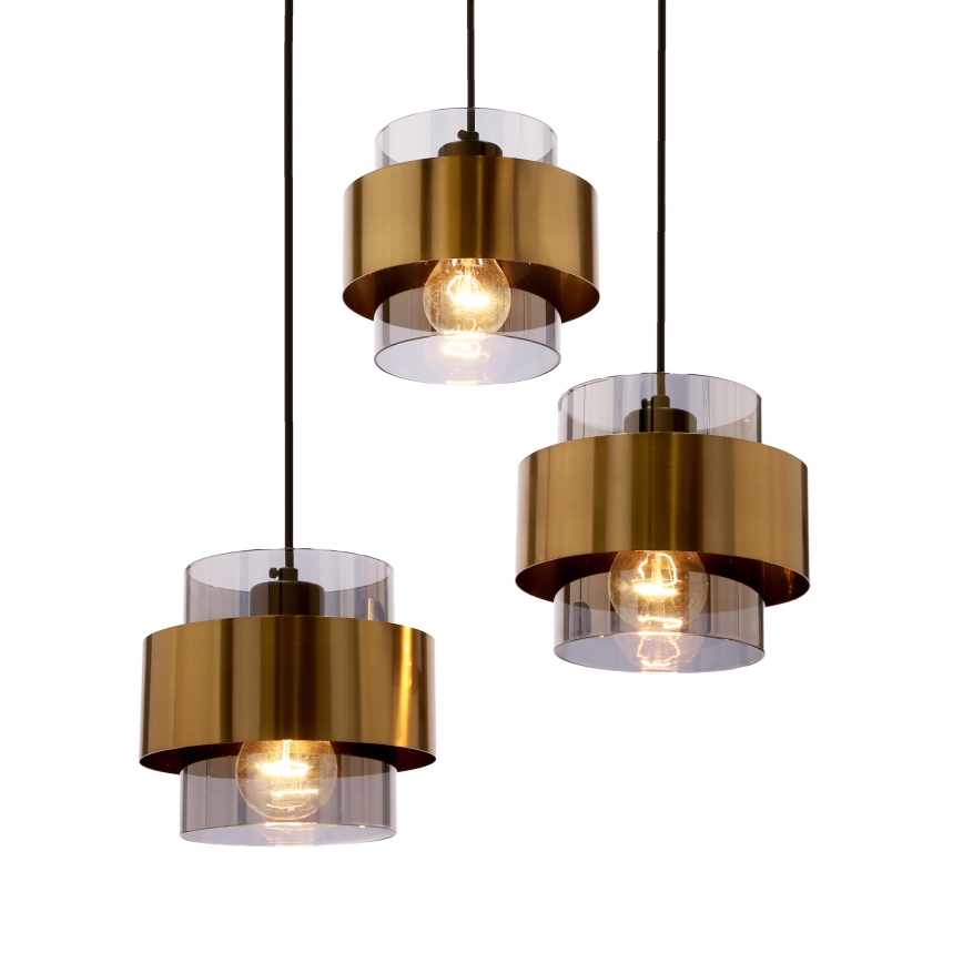 Luster na sajli SPIEGA 3xE27/60W/230V zlatna/crna