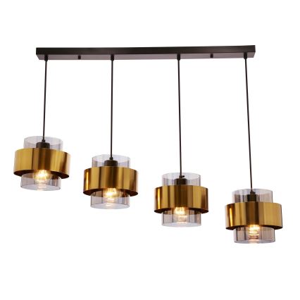 Luster na sajli SPIEGA 4xE27/60W/230V zlatna/crna