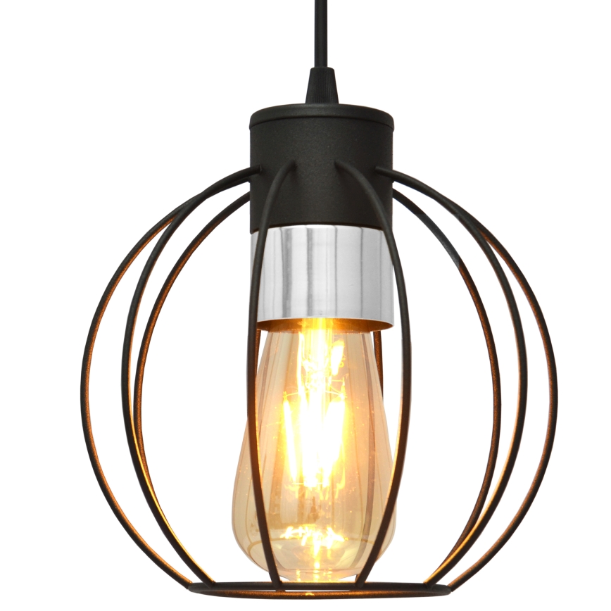 Luster na sajli STARLIGHT 1xE27/15W/230V crna/srebrna