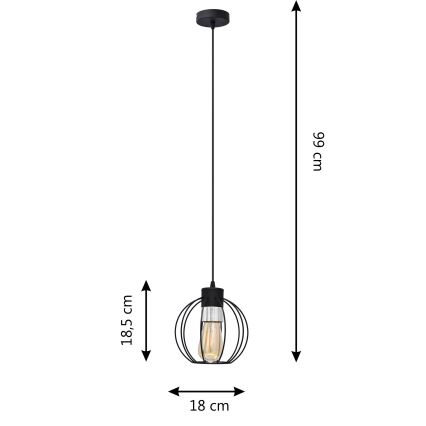 Luster na sajli STARLIGHT 1xE27/15W/230V crna/srebrna