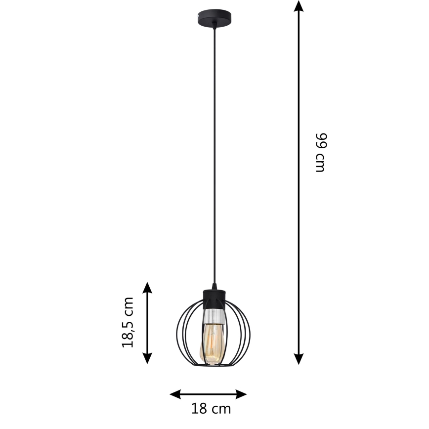 Luster na sajli STARLIGHT 1xE27/15W/230V crna/srebrna