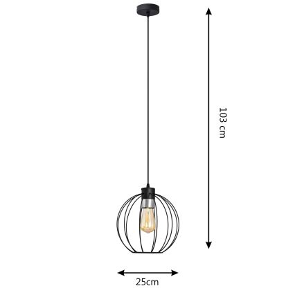 Luster na sajli STARLIGHT 1xE27/15W/230V crna/stříbná